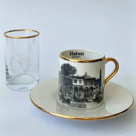 Hatun İstanbul 24 Ayar Altın Detaylı Türk Kahvesi Seti